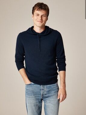J. Crew Men’s Cashmere Hoodie in Navy Blue Size Small